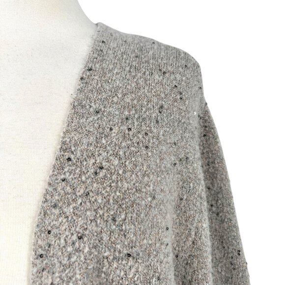 Lane Bryant Sequin Open Front Long Cardigan Gray Size Large - Picture 4 of 13